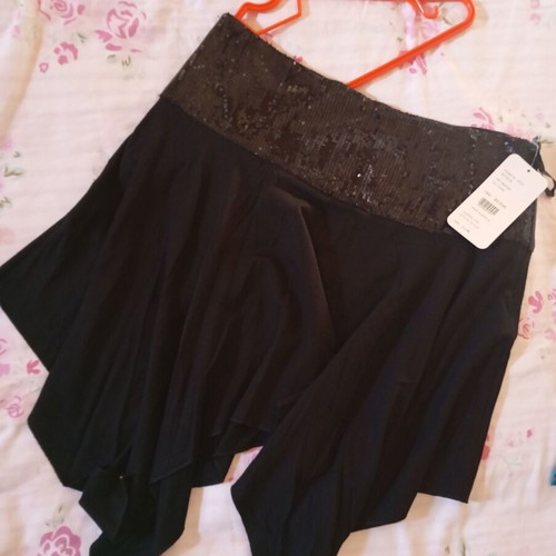 Paranoia black asymmetric mini skirt
