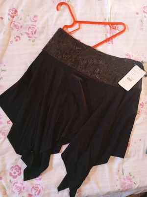 Paranoia black asymmetric mini skirt