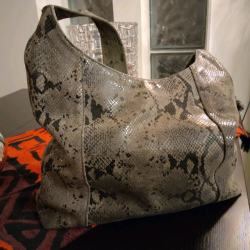 Italian leather shoulder bag used, black and grey