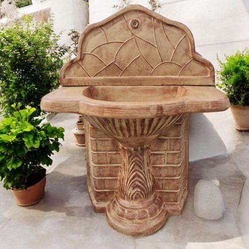 Debora Concrete Garden Fountain Beige and Brown New