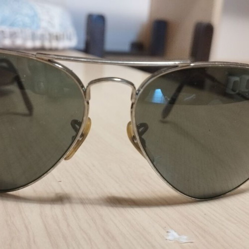 Ray Ban Aviator polarized sunglasses used, green and silver