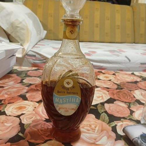 Mastiha liqueur used, rare old carafe bottle