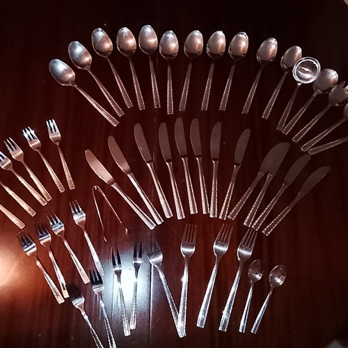 Solingen cutlery set incomplete with gold border on handles, used