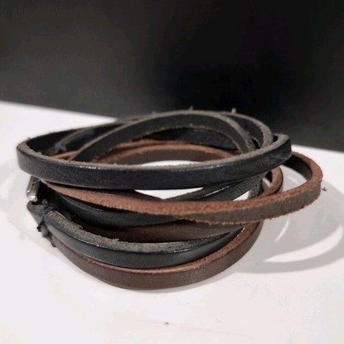 Men's leather bracelet new, two-tone brown and black