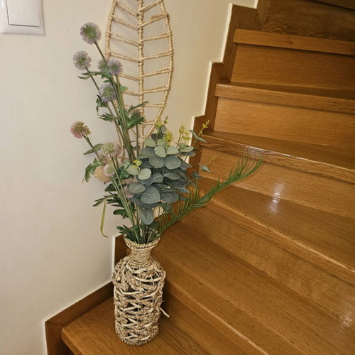 Decorative vase like new with artificial plants and flowers boho style