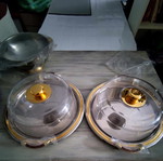 Serving set stainless steel and 24K gold 18/10, new