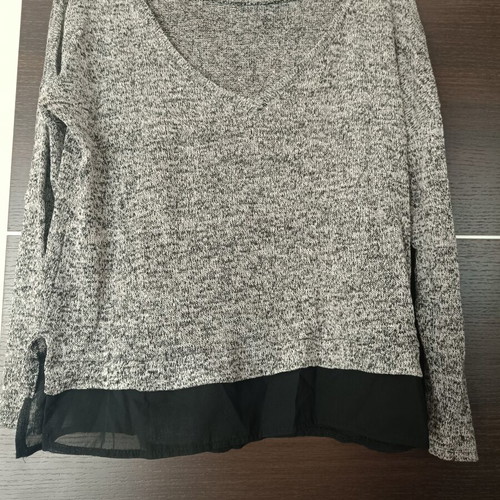 Two-tone blouse like new with black sheer hem, size S