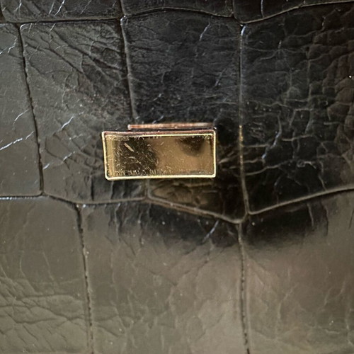 Gianni Chiarini clutch bag χειρός από γνήσιο δέρμα με ζώνη σαν καινούργιο, μαύρο