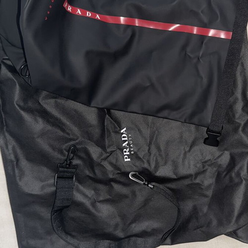 Prada Luna Rossa bag new, black with red stripe, waterproof backpack