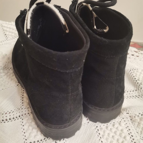 M&S women's ankle boots genuine suede leather with black and white pony skin, size 39