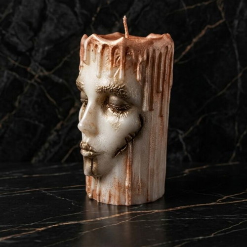Decorative candle with dark elegance and golden details, new