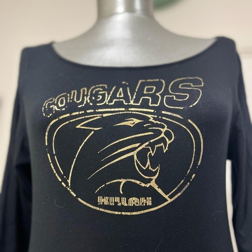 Killah Y2k Miss Sixty Cougars top used, size small, black and multicolor