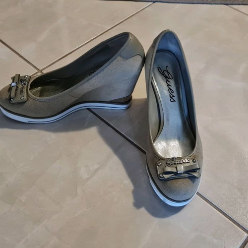 Guess fabric platform shoes beige-gray size 38 used