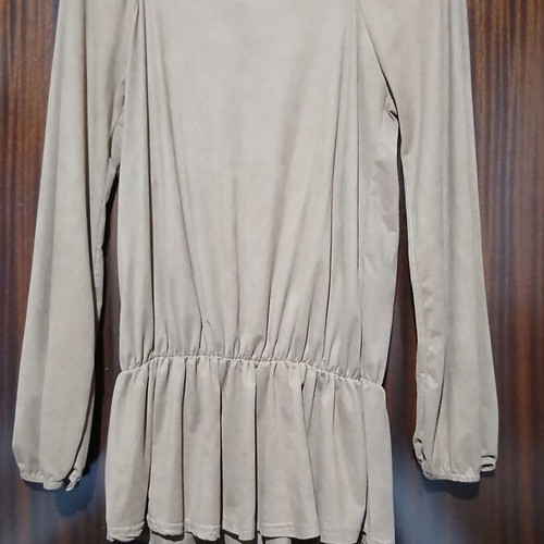 Pin Up suede blouse with metallic studs, brown