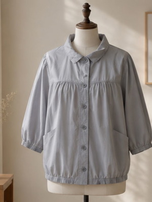 Sarah Lawrence cotton jacket L, gray, 3/4 sleeves