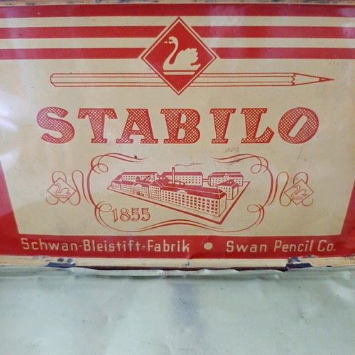 Stabilo 1960 metal box used, old tin collectible