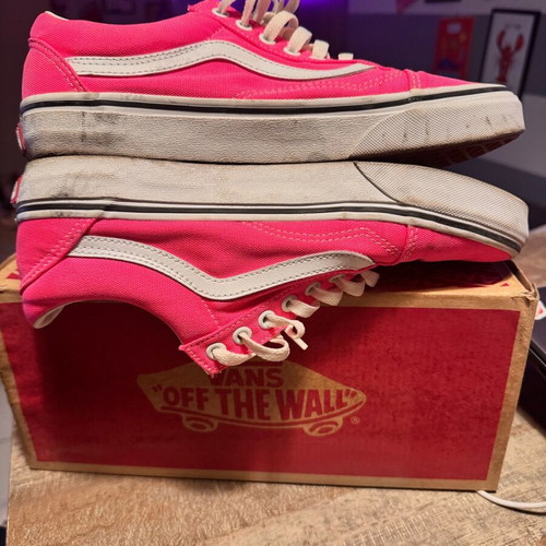 Vans Old Skool sneakers like new, neon pink and white, size 40.5