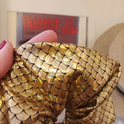 Mermaid hairstyle scrunchy new, iridescent gold fabric