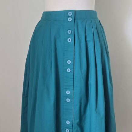 Vintage skirt 1990 midi with pockets used, green, size M