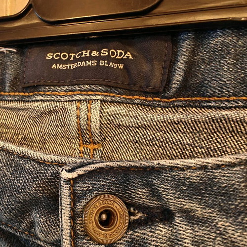 Scotch and Soda slim fit jeans blue like new with fades and rips