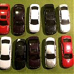  10 μινιατούρες ΙΧ αυτοκινήτων σε διάφορα χρώματα στη κλίμακα 1:87 HO