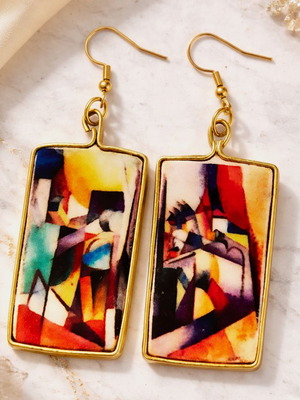 Earrings Cubist Landscape Albert Gleizes new, multicolor