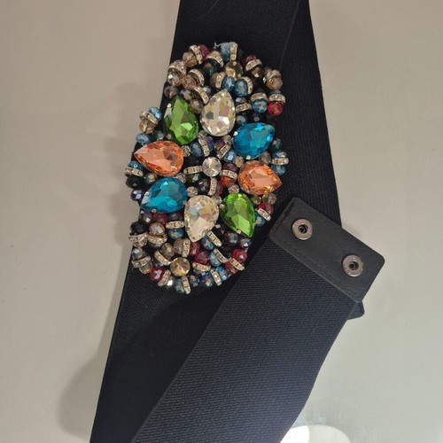 Belt with stones new, elastic, black and multicolored