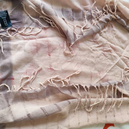 Scarf used, beige and pink