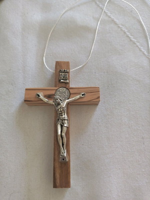 Wooden cross with silver new from the Holy Land
