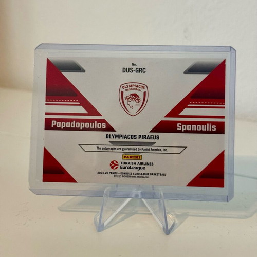 Vasilis Spanoulis Lazaros Papadopoulos 2024-25 Donruss Euroleague Dual Auto card mint /25
