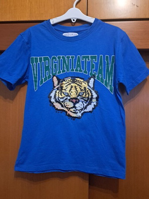 Zara t-shirt for boys blue with sequins like new, ages 9-11