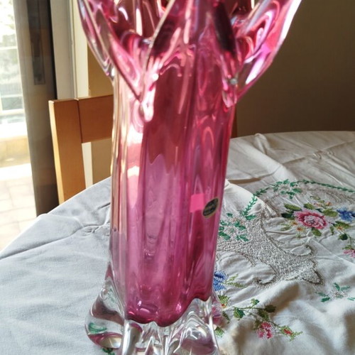 Vintage Art Glass Vase Chribska Czechoslovakia Josef Hospodka design