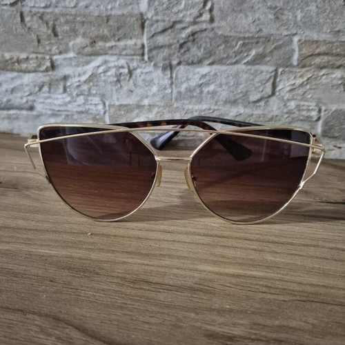 Cat-Eye Aviator Sunglasses like new, gold frame, brown gradient lenses