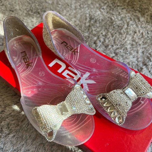 Nak jelly shoes used, size 36, silver