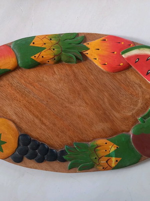Vintage tray used, wooden 28×51 cm