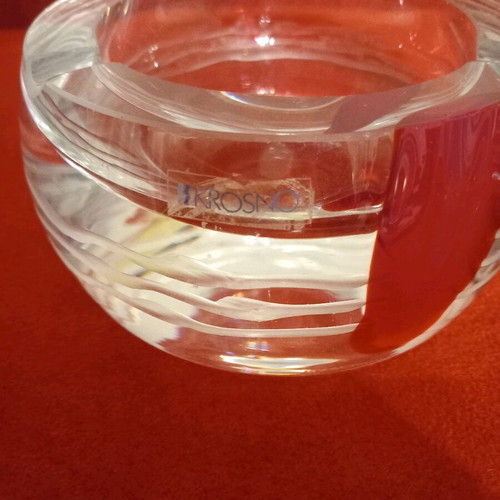 Set of 2 vintage Krosno crystal ashtrays like new
