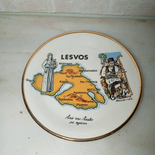 Decorative porcelain or ceramic plate with gold rim like new