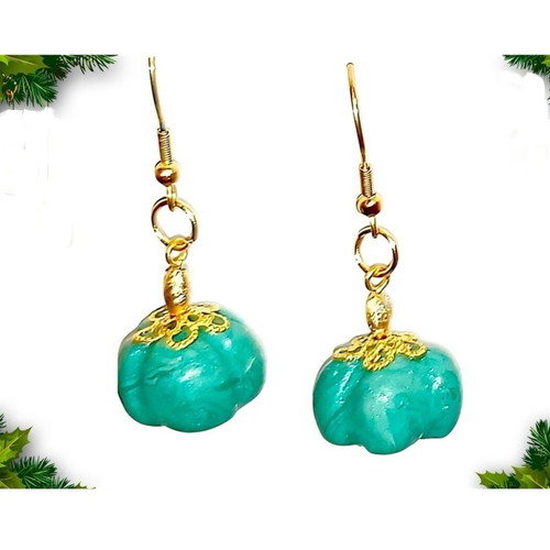 Handmade pumpkin earrings new, polymer clay and steel