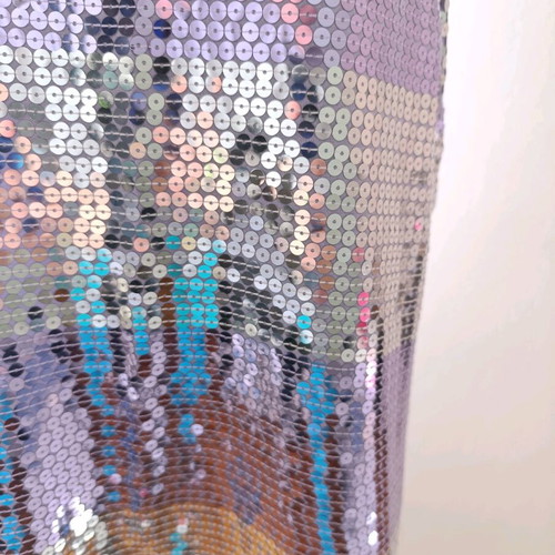 M.Asam Sleeveless Top with Sequins like new, purple and silver