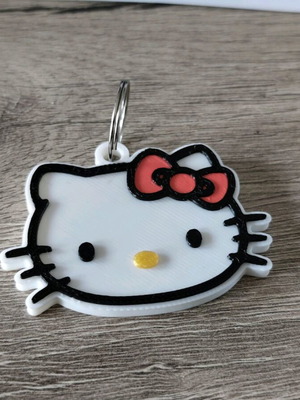 Hello Kitty 3d printed keychain new, embossed color