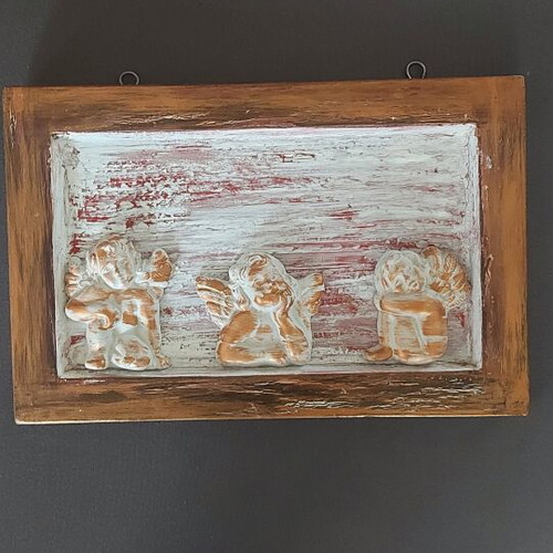 Handmade plaster frame with decorative angels new