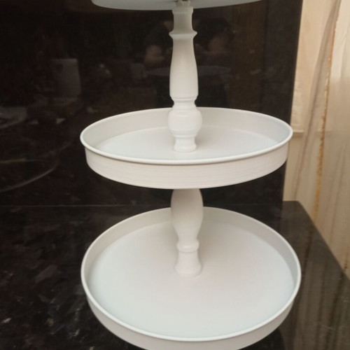 Metal white three-tier serving tray