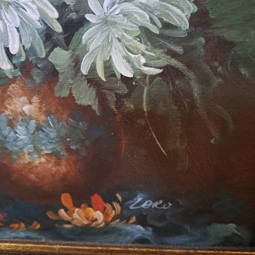 Small Loro painting with signature, size 33x27
