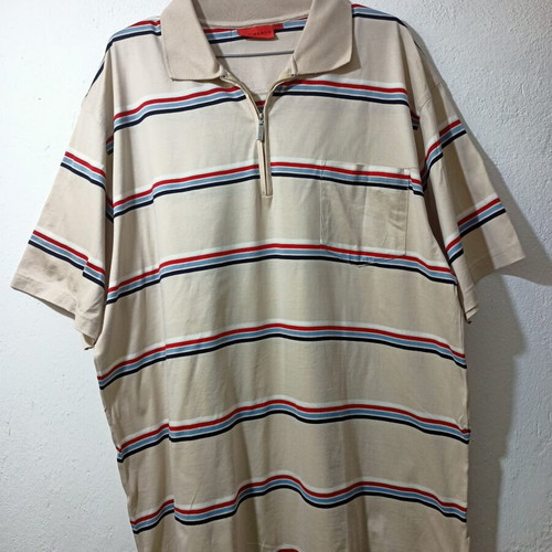 San Marco vintage polo T-shirt 4XL like new, beige multicolor cotton