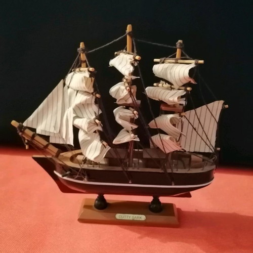 Wooden handmade vintage ship like new, decorative sailing ship