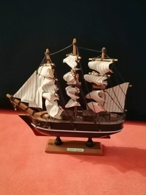 Wooden handmade vintage ship like new, decorative sailing ship