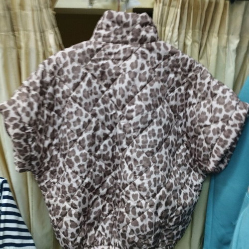 Women's short-sleeve leopard jacket new one size beige