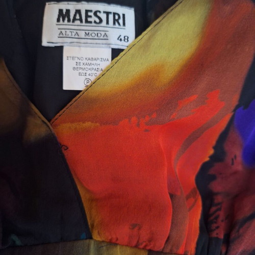 Maestri silk dress size M with colorful details new