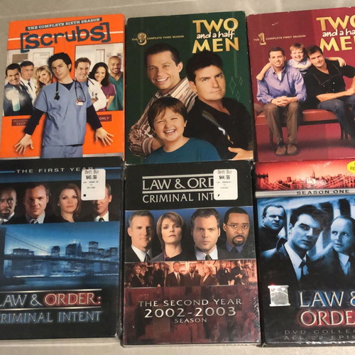 6 DVD Series Collection Scrubs, Law & Order, Two and a Half Men like new