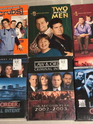 6 DVD Series Collection Scrubs, Law & Order, Two and a Half Men like new